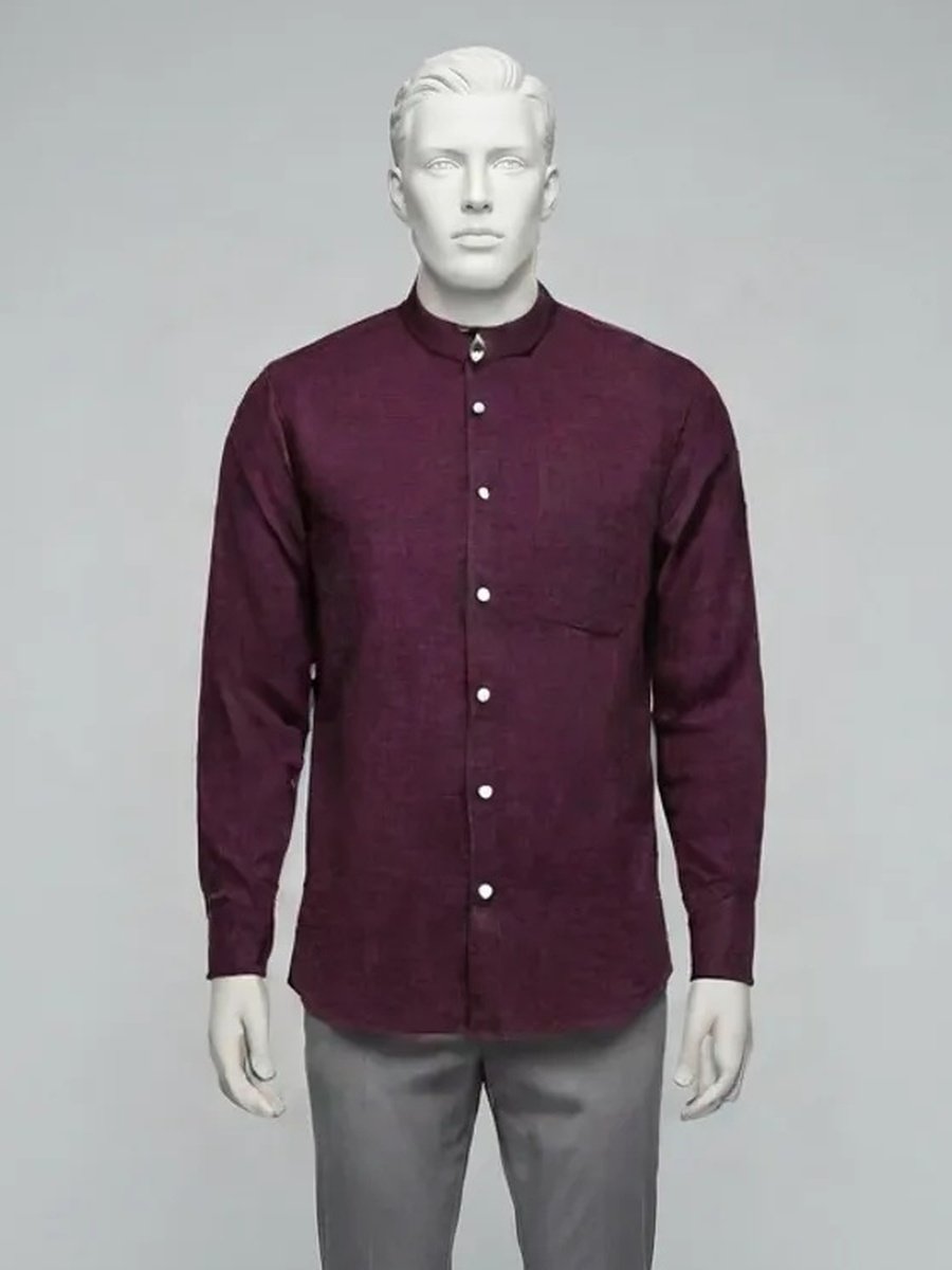 Deep Burgundy Casual Slim Shirt — Deep Burgundy colourway